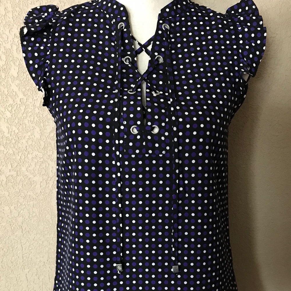 Michael Kors Navy Polka Dot Blouse